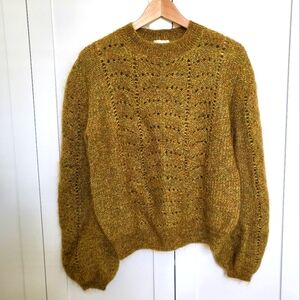 Golden Brown Little Moon Balloon Sleeve Sweater